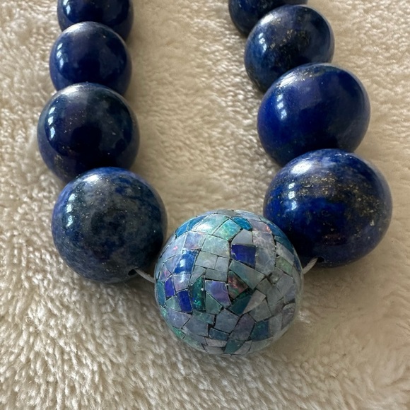 Jay King Lapis Lazuli and Micro Opal Necklace with Sterling Silver Clasp. - Picture 3 of 6